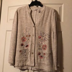 J.Jill -size SP Linen Embroidered Jacket